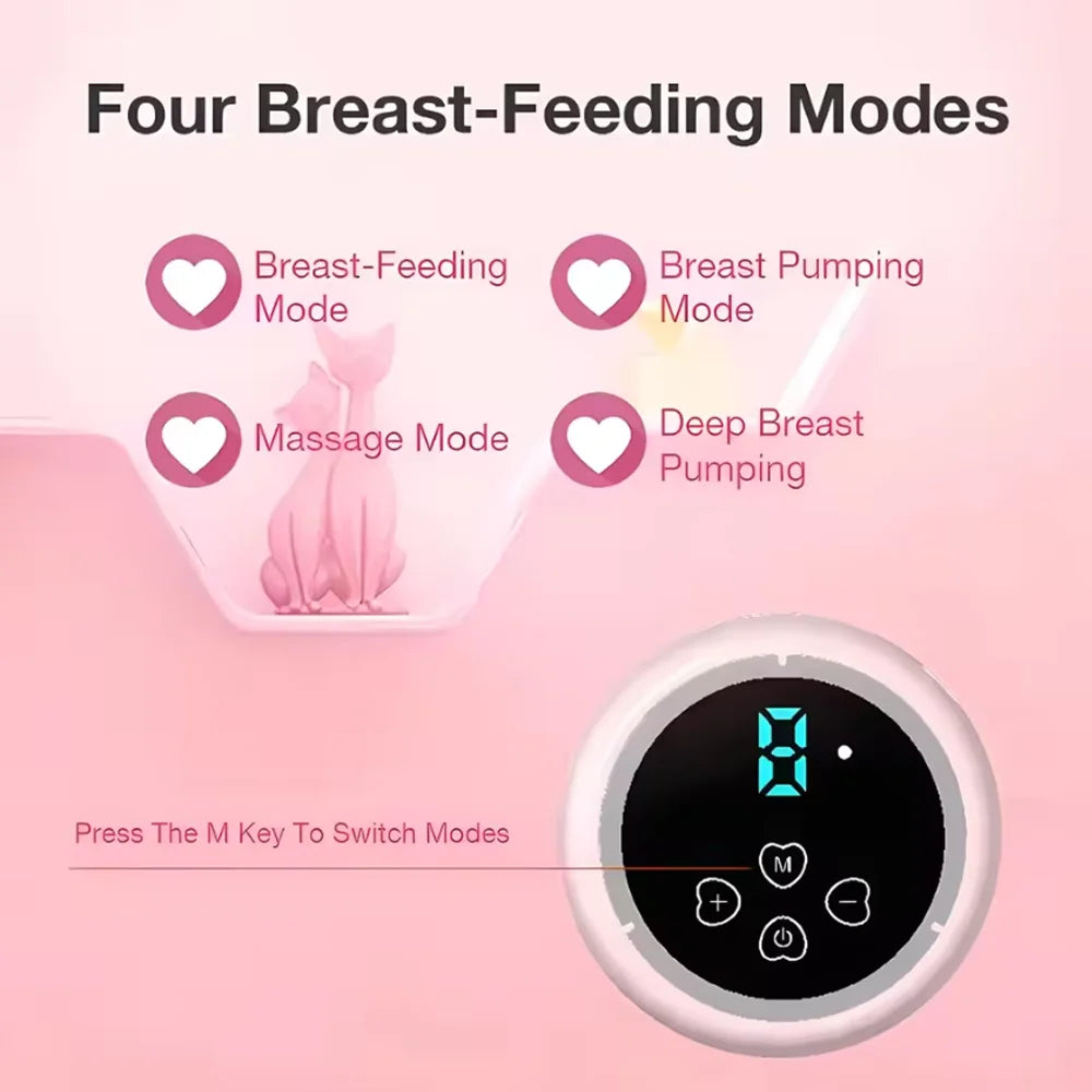 Electric Breast Pump Intelligent High Suction Painless Silent Milk Extractor Integrated Design for Postpartum Breastfeeding Moms