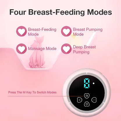 Electric Breast Pump Intelligent High Suction Painless Silent Milk Extractor Integrated Design for Postpartum Breastfeeding Moms