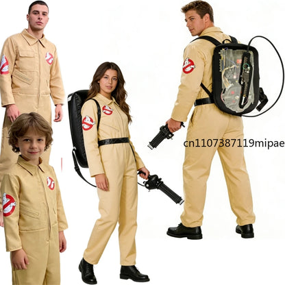 NEW GhostBusters Halloween Costumes Cosplay For Men Adult Women Ghost Busters Jumpsuits with Proton Pack Carnival Suits Clothes