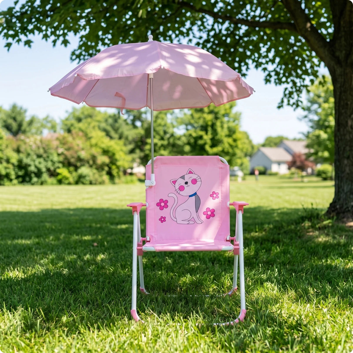 Kids Beach Chair with Umbrella Portable Children Camping Chair Sun Protection Lightweight Kid Parasol Chair for Outdoor Camping