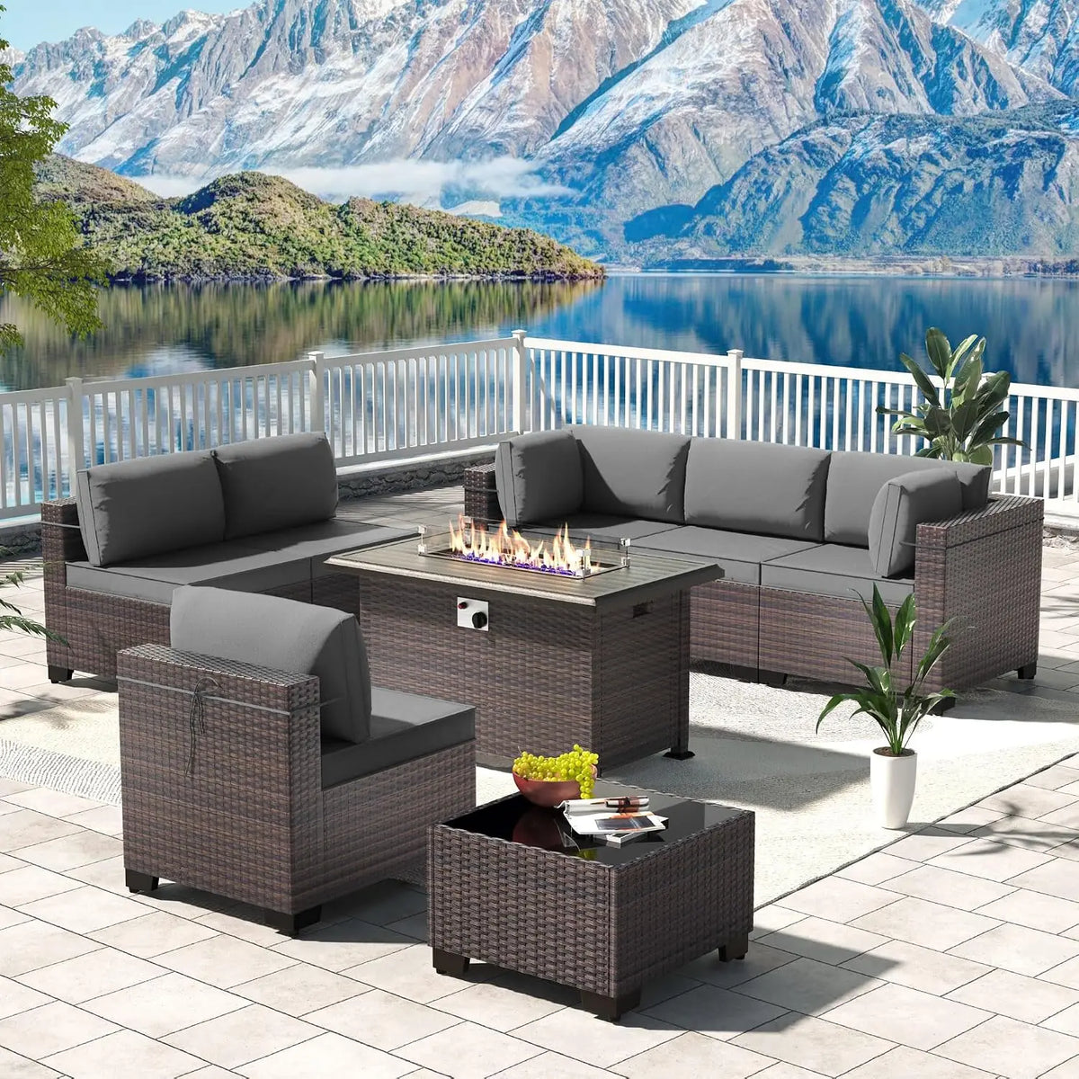 12 Piece Patio Furniture Set, Outdoor Wicker Sectional Sofa, Customized