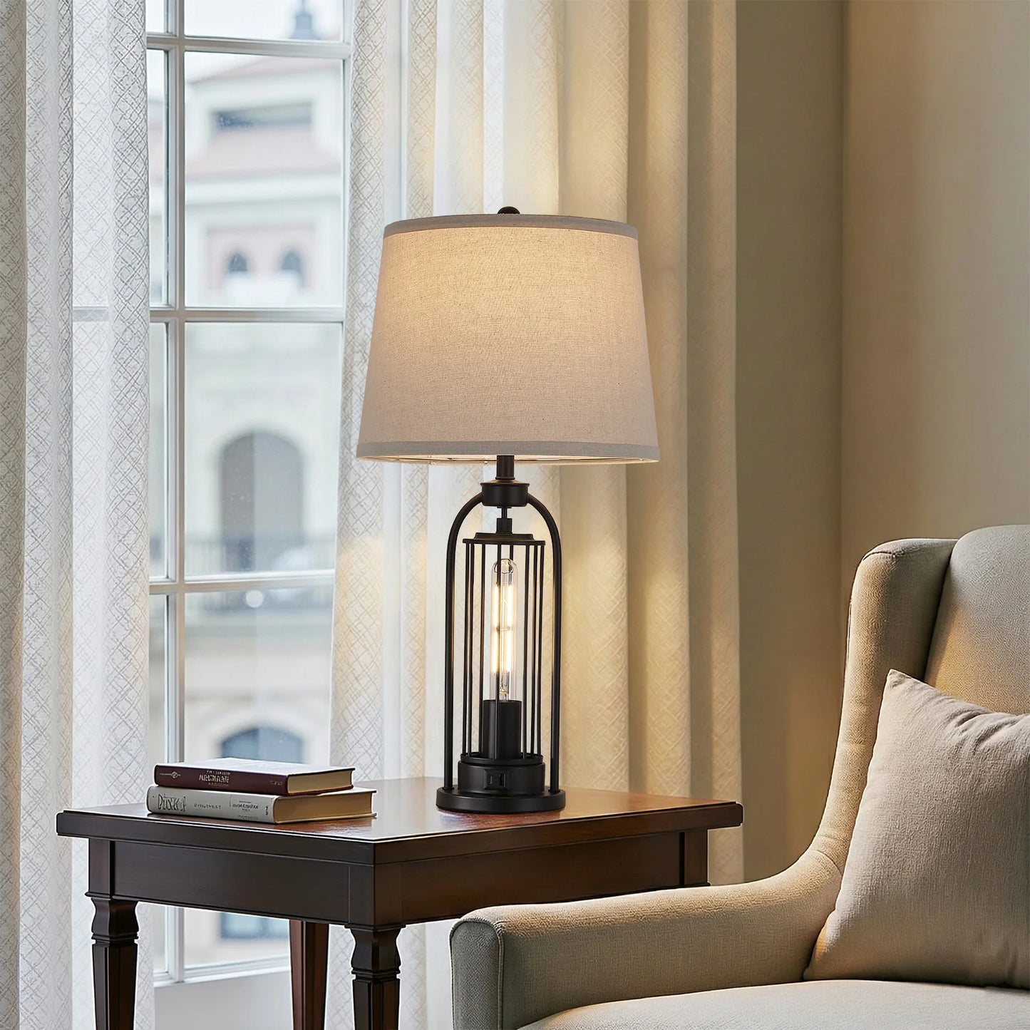 26 inch Desk Lamps Modern Dual LED lights up and down European Hardware base table lamp Hotel Guest Room Living Room Study Bedroom Bedside Decorative Lighting Lamps USB power interface