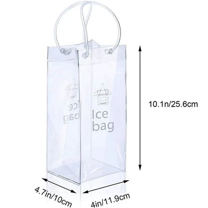 AFOURT-Ice Wine Bag Portable Collapsible Clear Wine Pouch Cooler With Handle For Party,Outdoor,Champagne,Cold Beer,6Pack