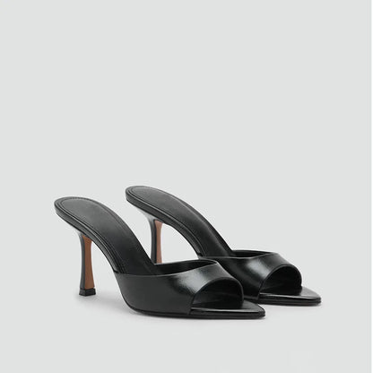 Women's High Heel Sandals 2026 Spring Summer New Painted Leather Fashionable Elegant Sandals Outdoor Wearable High Heel Slippers