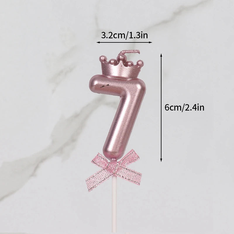 3D Candle Pink Birthday Number Candle Girl Happy Birthday Cake Topper Baking Celebration Memorial Anniversary Party Decor