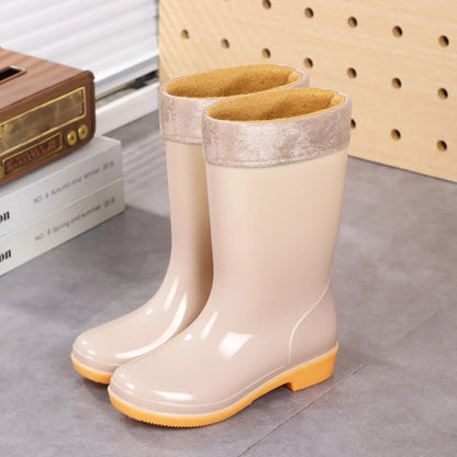 Comemore Rainboots Women High Long Boots Non-slip Waterproof Shoes 2023 New Rain Boots Fashion Print Women's Mid Calf Galoshes