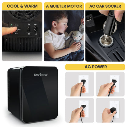 Enventor 4L Mini Refridgerator Portable Car Skincare Fridge Multi-functional Thermoelectric Cooler and Warmer For Summer Camping