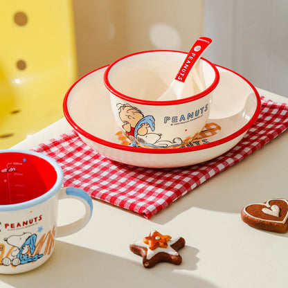 New 4Pcs Cute Cartoon Snoopy Ceramic Tableware Gift Box Set Cup Spoon Bowl Plate Heatable Beautiful Tableware Kid Birthday Gift