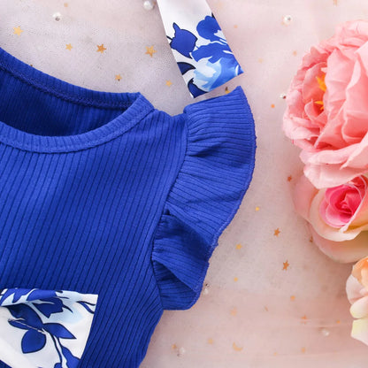 Baby Girl Dress Summer Cotton Bow Print Small Fly Sleeves Girls Dresses Sweet And Cute Beach Baby Girl Clothing