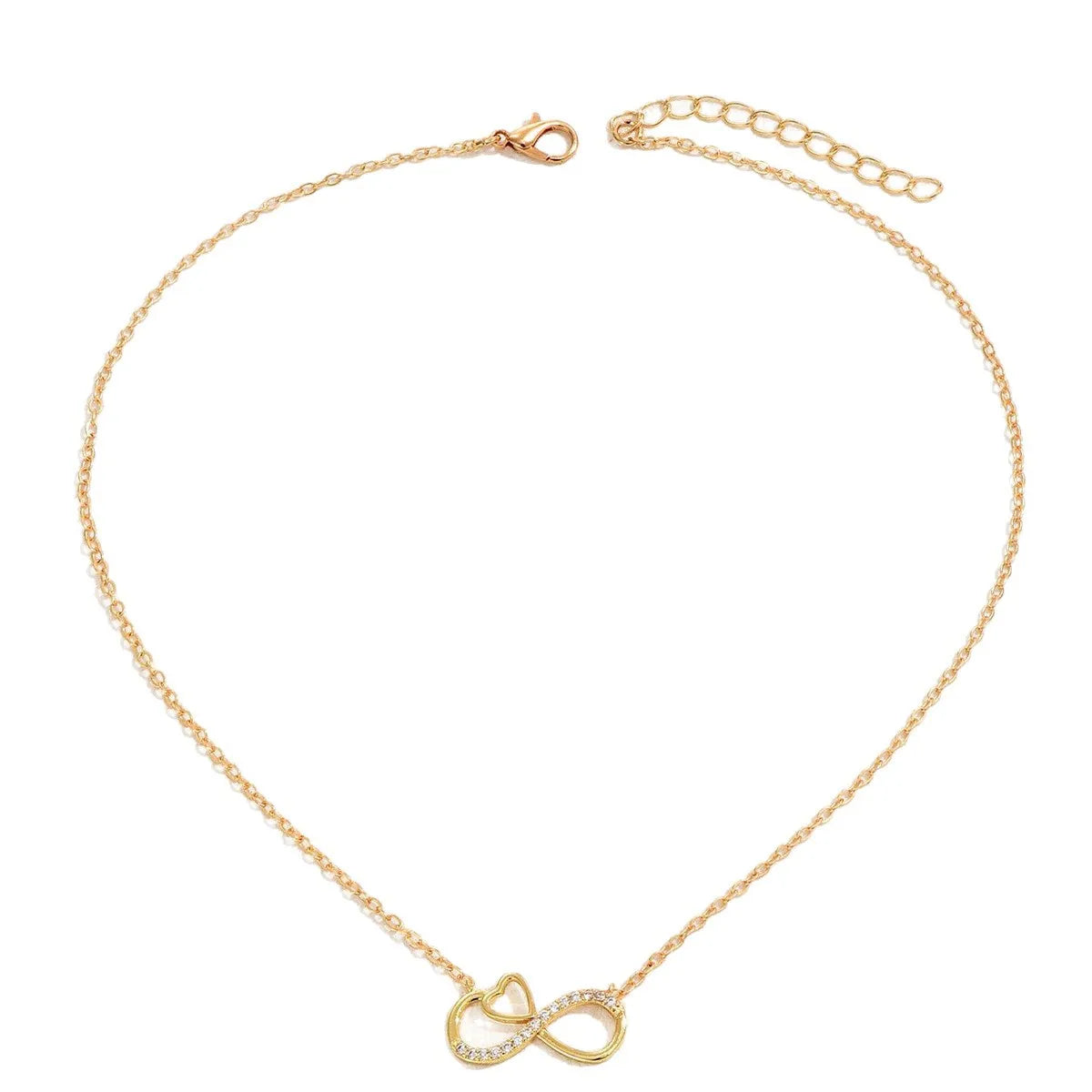 Minimalist Infinity Heart Necklace For Women Shiny Zircon Inlaid Pendant Clavicle Chain Elegant Luxury Aesthetic Choker Daily Party Jewelry Valentine Birthday Gift