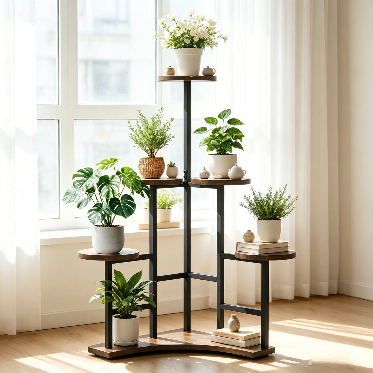 5 Tiered Tall Corner Plant Stand Multiple Potted Flower Holder Organizer Rack for Balcony Garden Planters