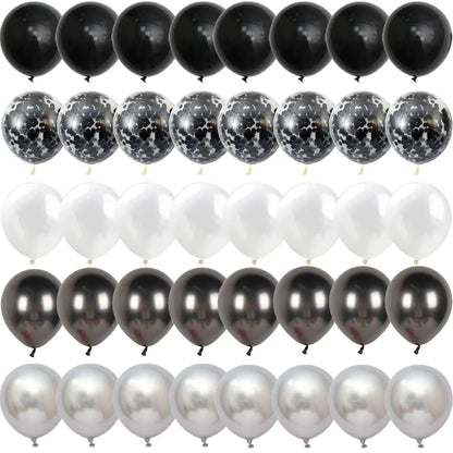 Black Metal Latex Confetti Balloon 30 40 50th Birthday Decoration Matte Globos New Year Wedding Birthday Party Baby Shower Decor