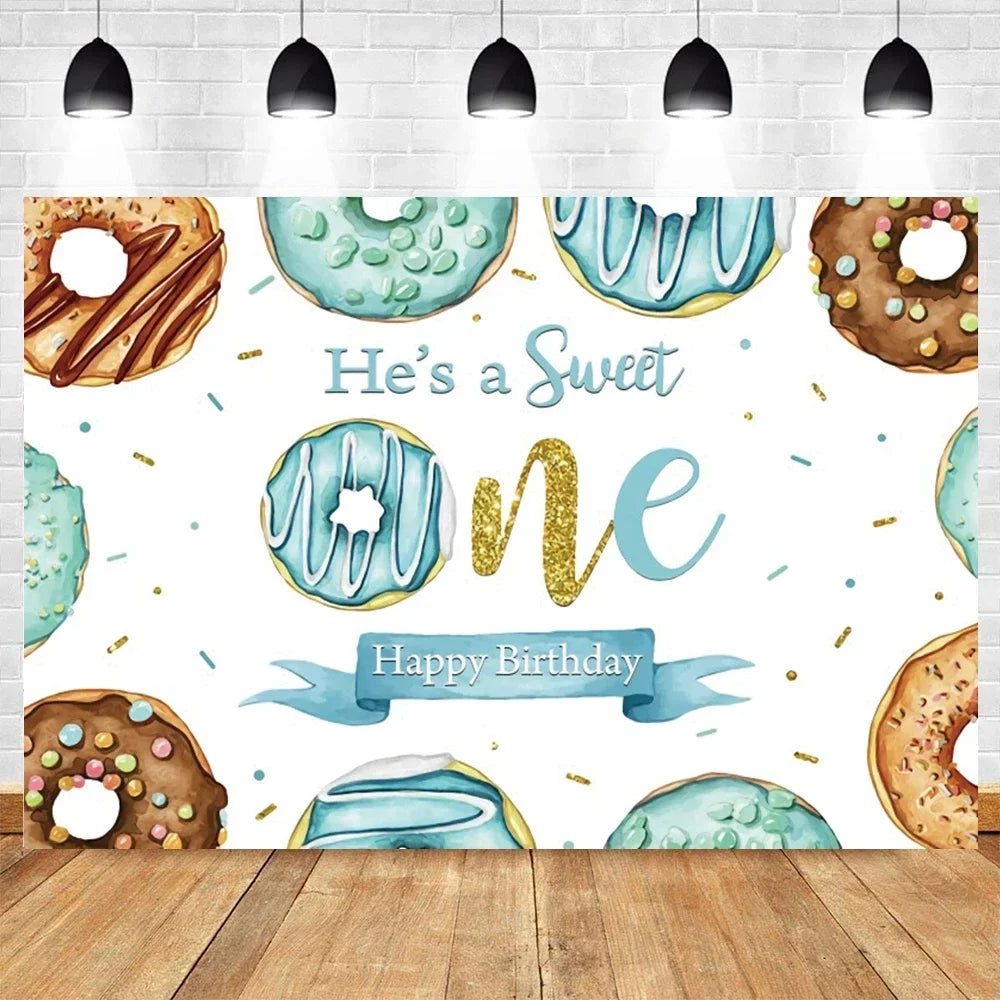 Donut Ice Cream Candy Photography Background 1st Birthday Party Decor Cake Table Banner Children Portrait Photo Studio Props