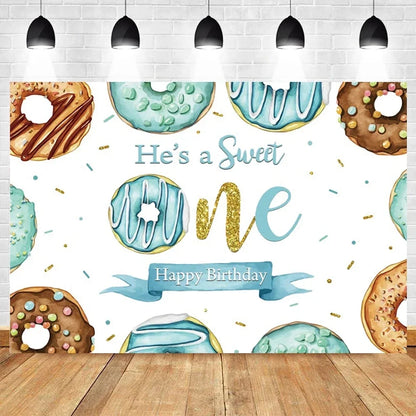 Donut Ice Cream Candy Photography Background 1st Birthday Party Decor Cake Table Banner Children Portrait Photo Studio Props