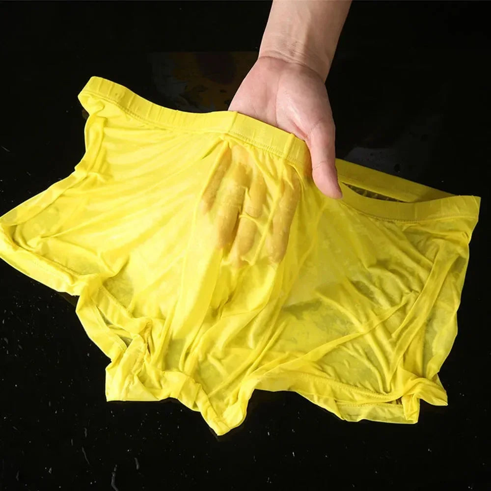 Sexy Wet Transparent Underwear For Men Pantiess Thin Solid Color Shorts Trunks Man Shorts And Underpants