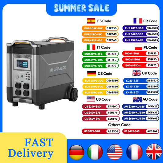 ALLPOWERS R4000 Expandable Portable Power Station 3456Wh LiFePO4 Battery Backup UPS Solar Generator for Camping Power Outage