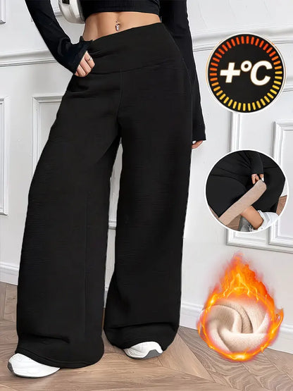 Winter Fleece Inner Straight Wide Leg Trousers High Waisted Straight Pant Suitable For Work Professional Style Plus Size Legging
