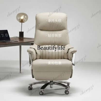 First layer cowhide electric boss chair ergonomic office chair waist support with pedal computer chair