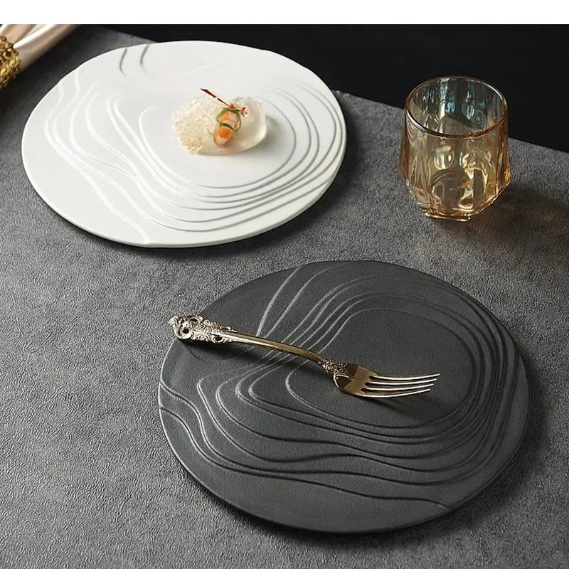 Ceramic Dining Plate Irregular Terraced Solid Color Dessert Snack Sushi Plates Molecular Cooking Tableware Commercial Tableware