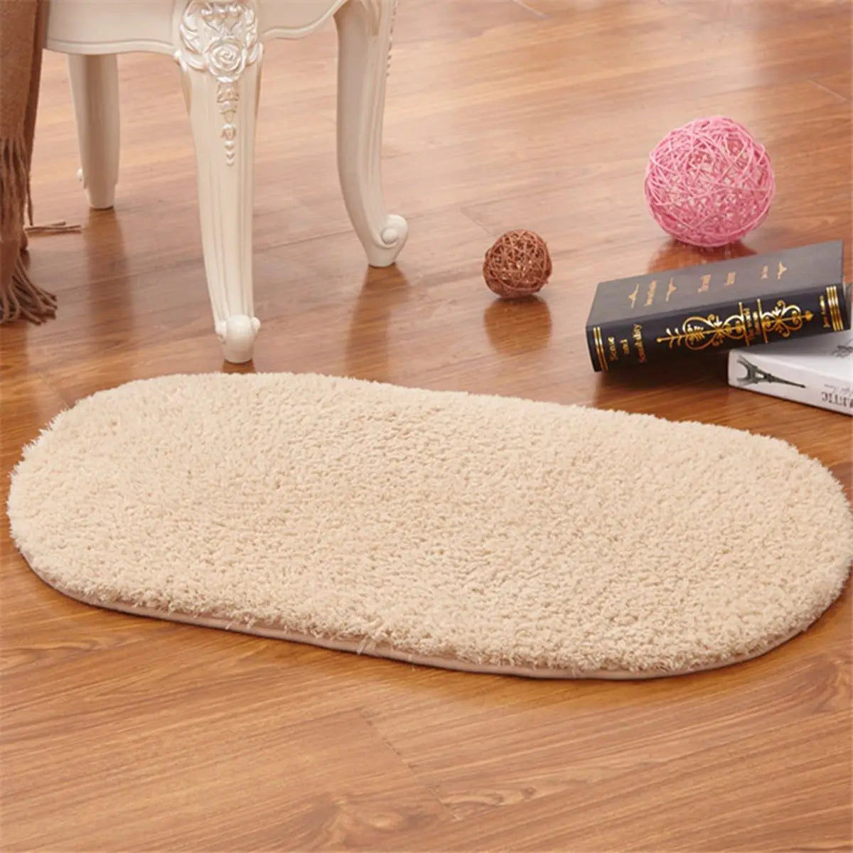 Non Slip Oval For Shower Room Toilet Bathtub Shaggy Water Absorption Bathroom Rugs Doormat Floor Carpet Bath Mat