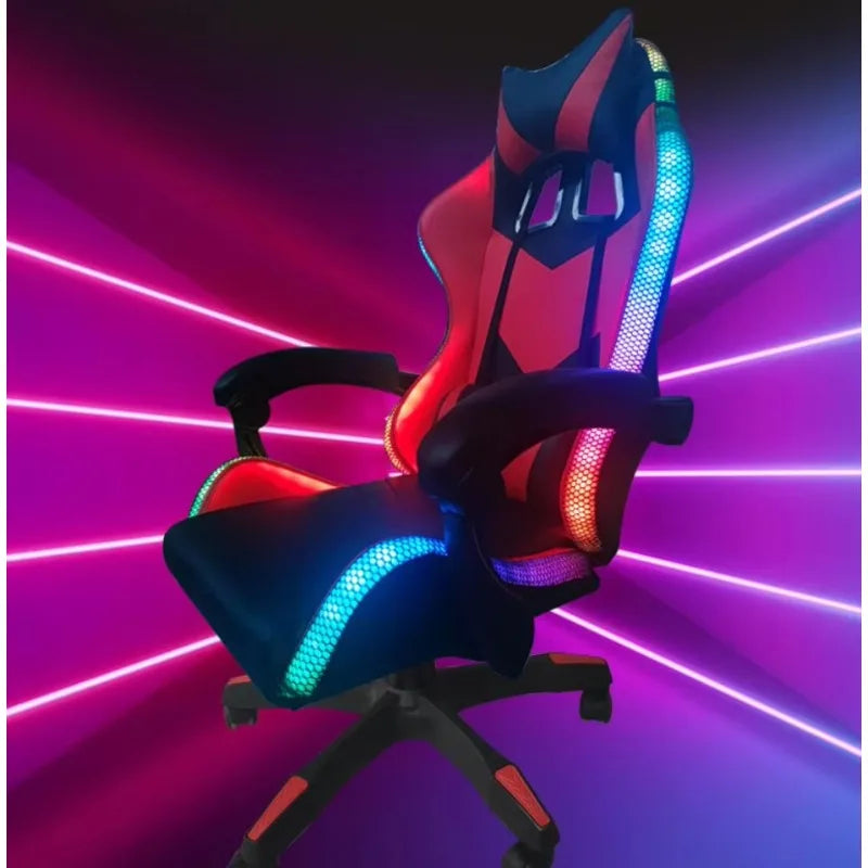 Factory Wholesale Leather LED Light RGB Gaming Chair Racing Office Massage Gamer Chair Adjustable Swivel Gas Lift