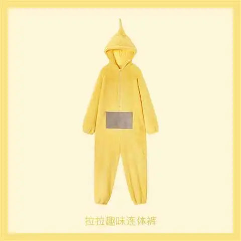 Adult Kids Teletubbies Costumes Soft Long Sleeves Piece Pajamas Costume Lala Home Clothes Cosplay Adult Unisex HomeWear
