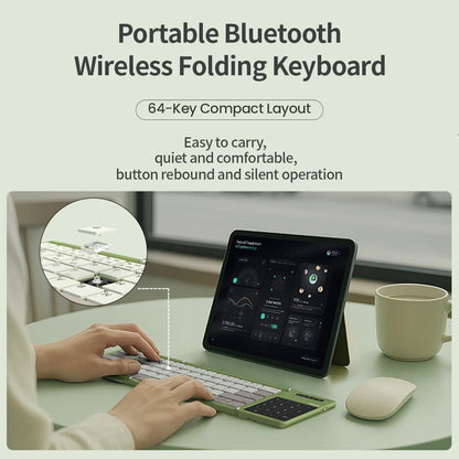 NILLKIN Folding Wireless Bluetooth Keyboard with Touchpad Mini Rechargeable Keyboard for Office Travel for Window/iOS/Android/PC