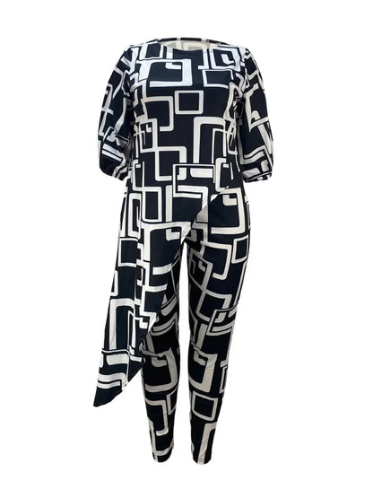 Wmstar Women Two Piece Set Plus Size  Fall Clothes Casual Long Sleeve Shirt Suit Wide Leg Pants Outfits Wholesale Dropshipping