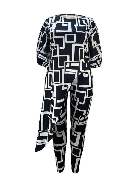 Wmstar Women Two Piece Set Plus Size  Fall Clothes Casual Long Sleeve Shirt Suit Wide Leg Pants Outfits Wholesale Dropshipping