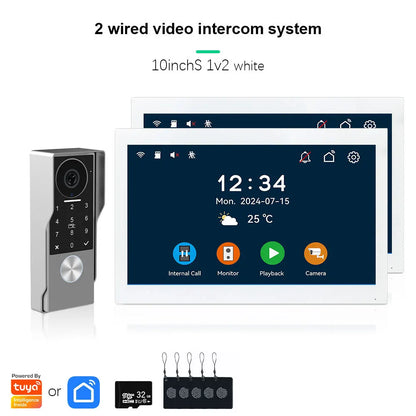 ANJIELO 2-Wire Video Door Phone with TUYA App IC Card PIN Unlock 24 IP Camera Support Smart Video Intercom System for Home 1080P
