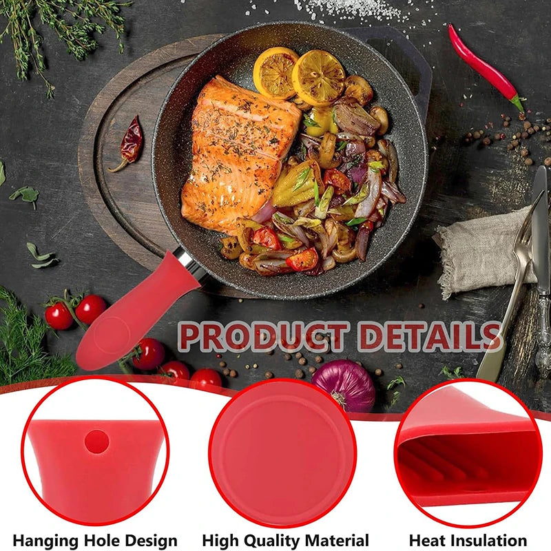 2Pcs Silicone Hot Handle Holder Pan Handle Cover Pan Handle Sleeves Heat Protector Resistant Saucepan Handle Covers For Skillets