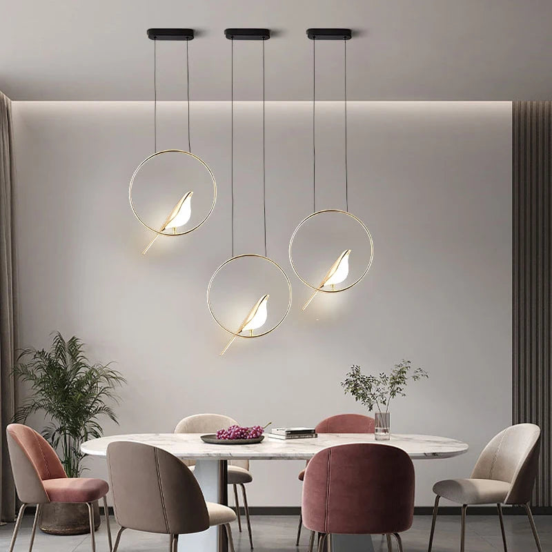 Rotatable Magpie Bird LED Pendant Light for Bedside Bedroom Indoor Gold Silver Hanging Lighting Chandelier Lamps Foyer AC85-265V