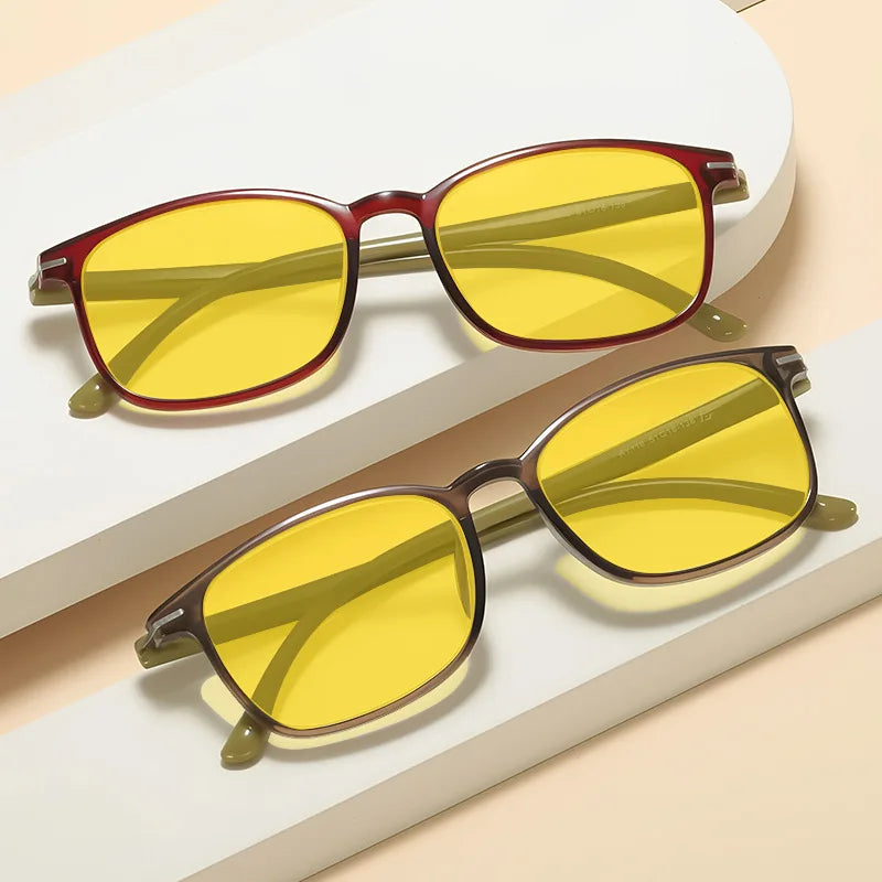Fashionable Color Blocking Night Vision Blue Light Blocking Glasses Orange or Red Lenses for Computer Gaming Protective Eyewear