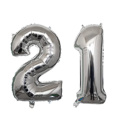2Pcs 32 Inch Gold Silver Black Blue Red Helium Foil Number Balloon 16 17 18 19 20 21 Happy Birthday Party Decoration Supplies