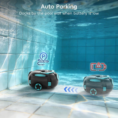 Cordless Robotic Pool Cleaner Featuring an Ultra-Long 160-Minute Battery Life, IPX8 Waterproof Rating, and Powerful Suction; Capable of Cleaning Pools up to 1,100 Square Feet, It Comes with a Retrieval Rope and Cleaning Brush