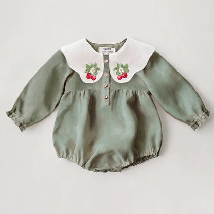 0-2Y Baby Girls Clothes Cotton Linen Sleeveless Infant Girl Rompers Embroidered Summer Birthday Party Photo Shoot Baby Outfit