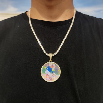 Custom Made Big Photo Medallions 18k Gold Necklace Pendant Iced Out Cuban Men Hip Hop Picture Jewelry Gift Can Free Custom Logo