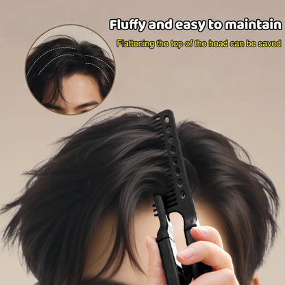 V Type Hair Straightener Brush DIY Hairdress Tool Hairdressing Combs Natural Hair Styling Curling Comb Hair For Male And Female