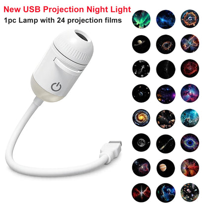 Romantic LED Starry Sky Night Light USB Powered Saturn Galaxy Projector Lamp for Car Roof Party Room Ceiling Decor Plug and Play