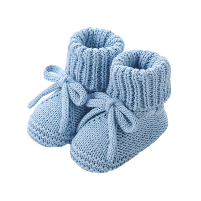 Baby Shoes Knitted Infant Child Bed Footwear 0-12M Cute Turn-down Breathable Newborn Boys Girls Walk Boots Fashion Solid Bandage