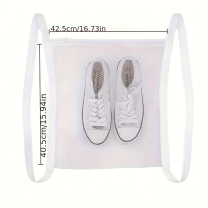 Reusable Sneaker Dryer & Washer Bag, Honeycomb Mesh with Zipper & Strap, Elastic Adjuster for Most Dryer Doors, Easy To Install
