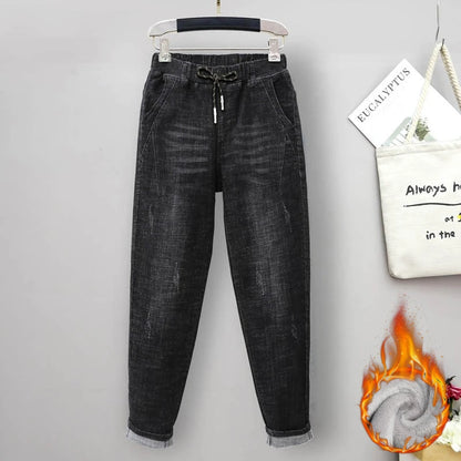 XL-6XL Plus Size jeans for Women Mom Jeans Woman Elastic High Waist Blue Baggy Jeans Denim Ripped Jeans Female Harem Pants