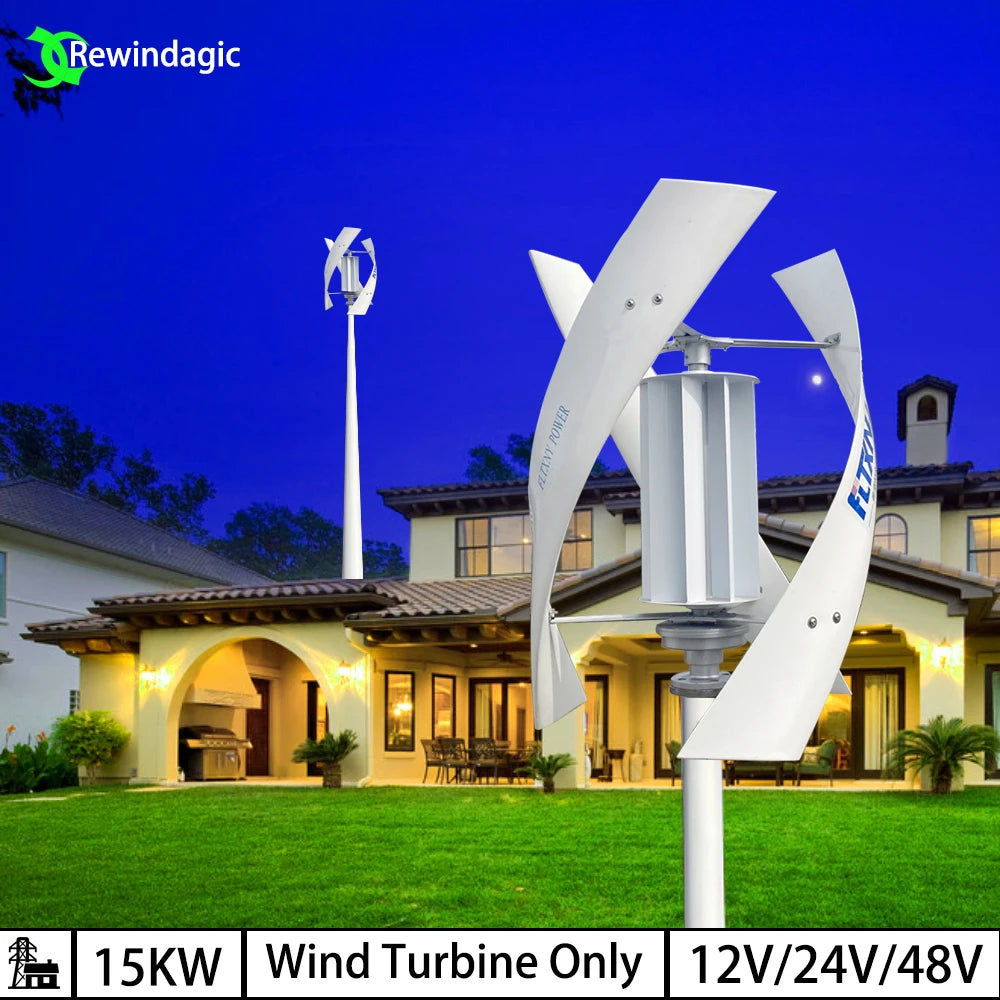 Generator 10KW Wind Turbine Vertical Axis Maglev Plant High Voltage 10000w 24V 48V With Hybrid Charge Controller For Home Use