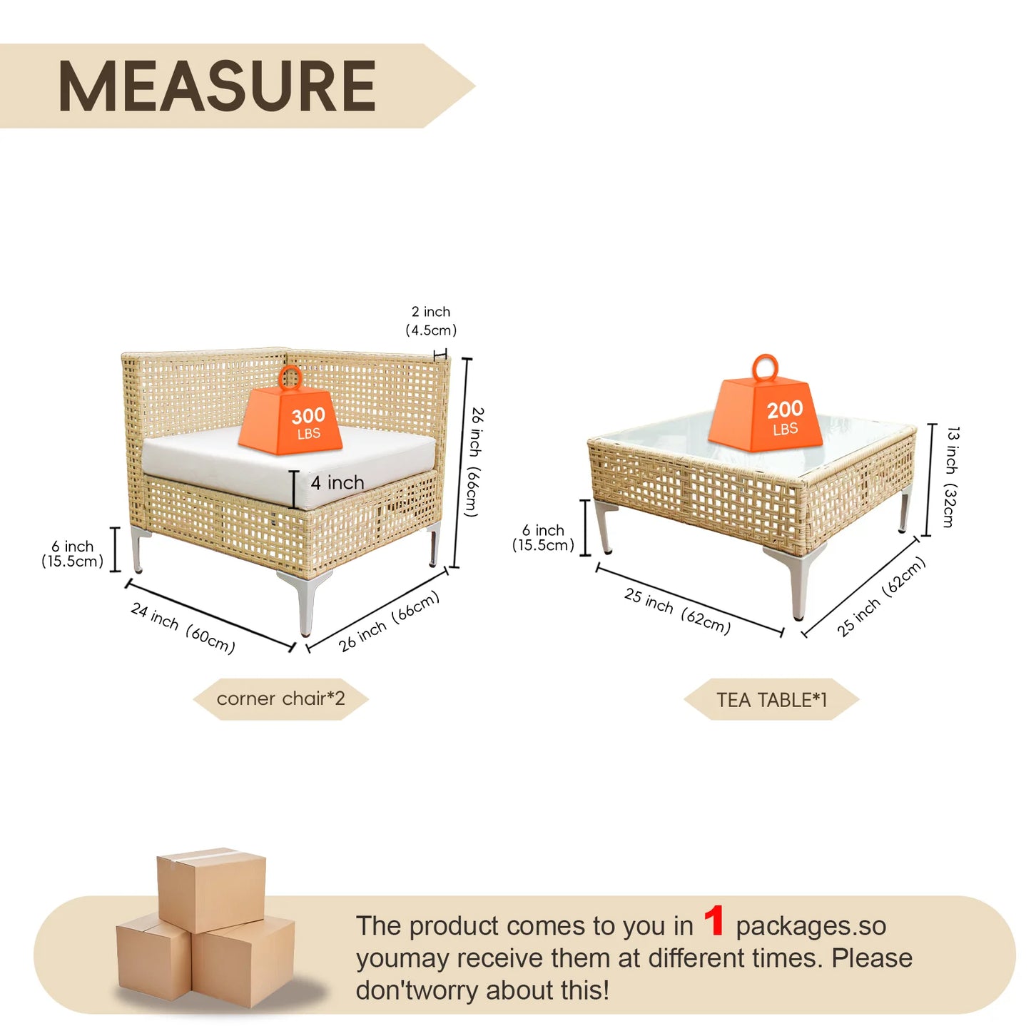 3 Piece Boho Outdoor Patio Furniture Set Sectional Comfortable Garden Sofa with Cushions Brown Wicker