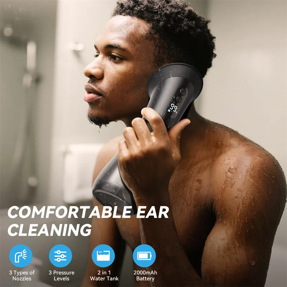 Water Powered Ear Cleaning Tool with Irrigation Flusher Electric Ear Wax Removal System 11 Tips 3 Pressure Setting for Clean