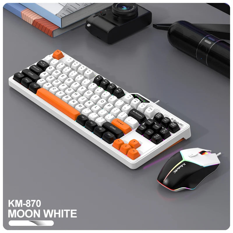 Wired Keyboard and Mouse Set，19-Key Rollover，Office/Gaming Compatible with Desktops and Laptops