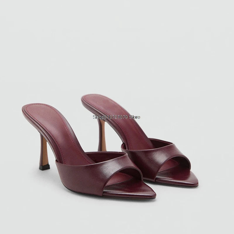 Women's High Heel Sandals 2026 Spring Summer New Painted Leather Fashionable Elegant Sandals Outdoor Wearable High Heel Slippers