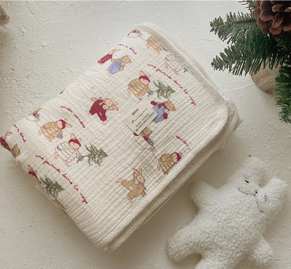 Muslin Baby Blanket Newborn Infant Swaddles Wrap Blankets Winter Fleece Thermal Crib Stroller Sleep Cover Soft Throw Blankets
