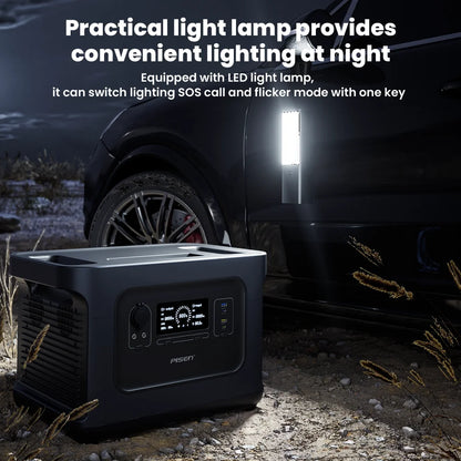 PISEN 2000W  (4200W Peak) Outdoor Power Station 2150Wh Lifepo4 Portable Solar Generator 110V/120V AC Output Portable Power Station for Outdoor Camping/ RV/ Home Backup Garden Party
