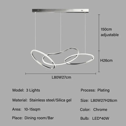Modern Rings Pendant Lights Black&Golden for Living Dining Room Bedroom Ceiling Chandelier Lamps Indoor Hanging Lighting Fixture